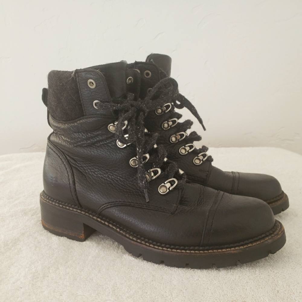 Frye Samantha hiker black leather women's boots size 8,5